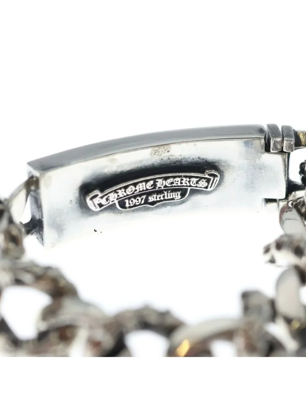 Chrome Hearts ID Floral Crs Cross ID Fancy Link Bracelet Silver